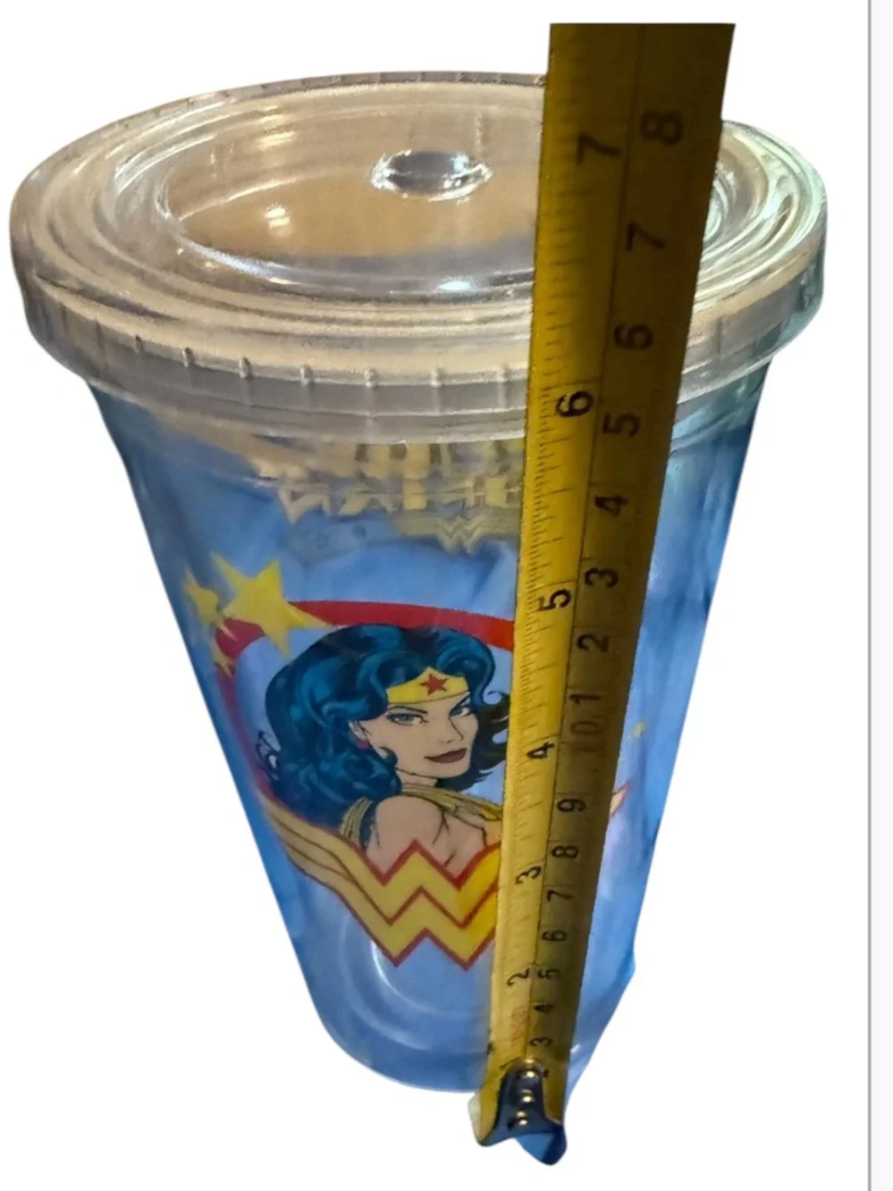 Wonder Woman 16 oz Acrylic Travel Tumbler Clear Double Wall Cup Sil
